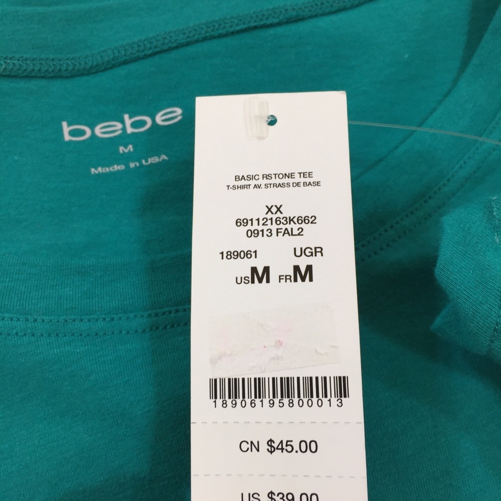 bebe Logo “Basic Rhinestone Tee” M - Picture 2 of 3